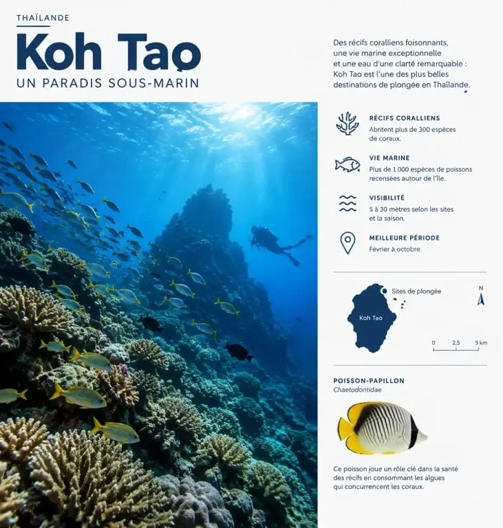 Plongée sous-marine sur un récif corallien à Koh Tao