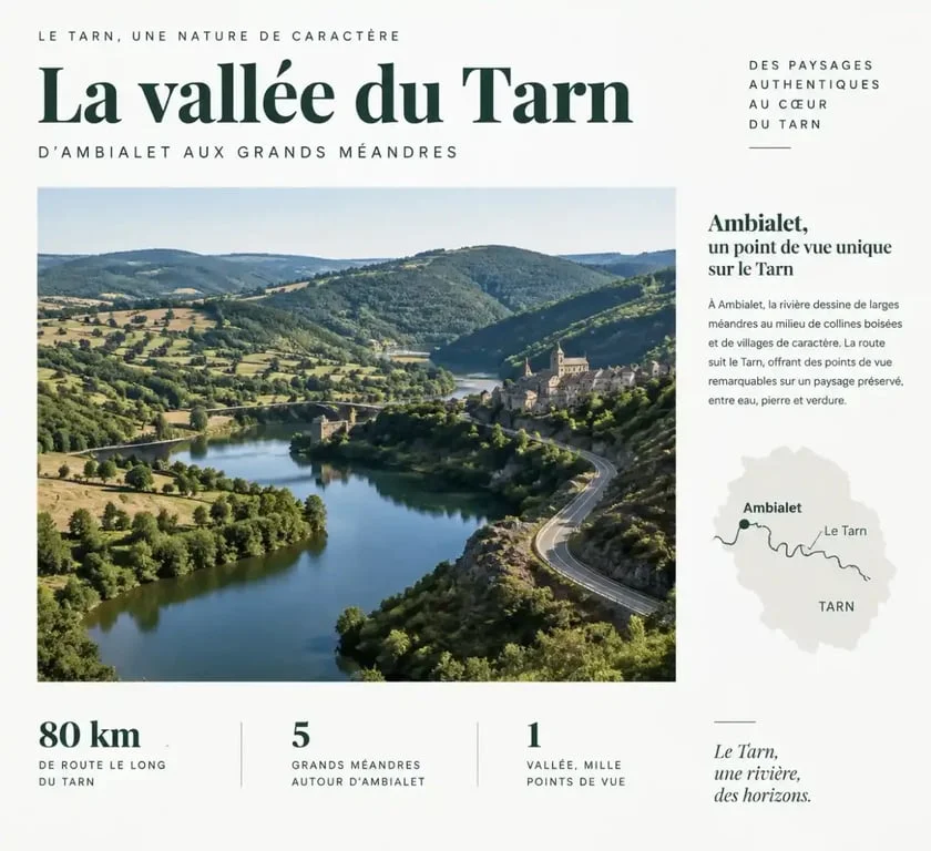 Route vers les gorges du Tarn depuis Albi en voiture de location