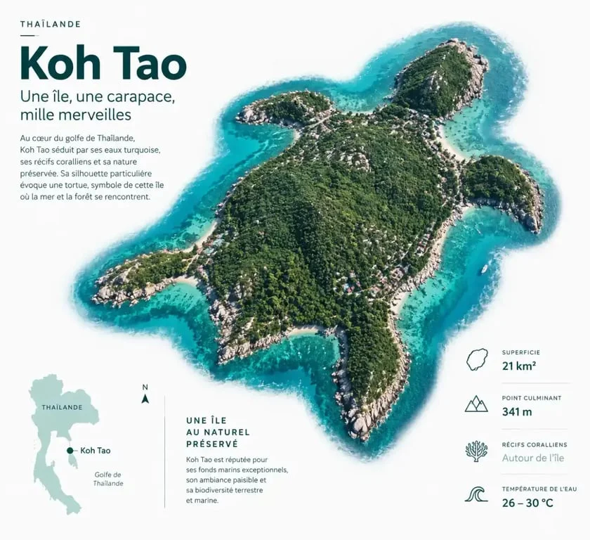 Vue aérienne de l'île de Koh Tao dans le golfe de Thaïlande