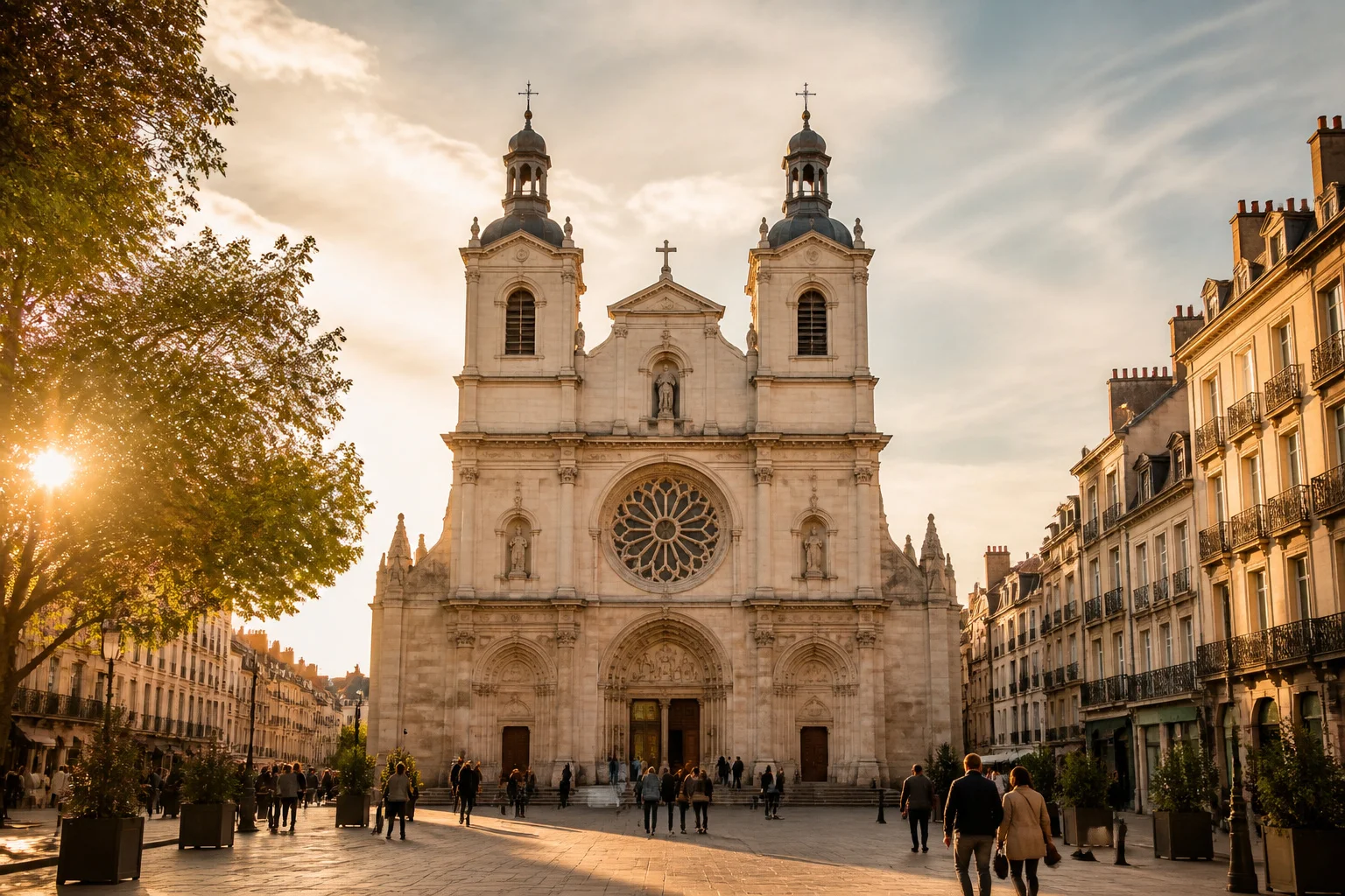 Eglise de nantes au coucher du soleil