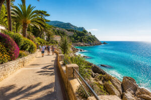 Promenade cotiere ensoleillee