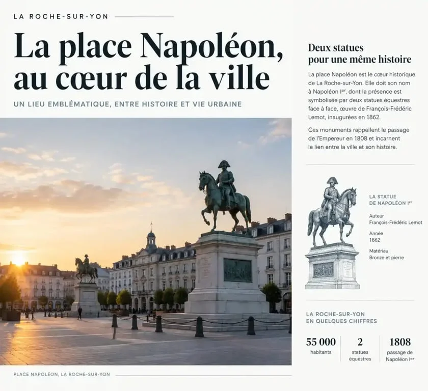 Place Napoléon à La Roche-sur-Yon, point de départ pour une location voiture La Roche-sur-Yon
